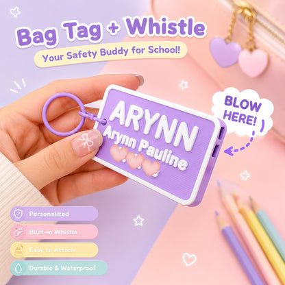 WhistleTag | Personalized School Bag Tag
Bag Tag + Emergency Whistle in One!