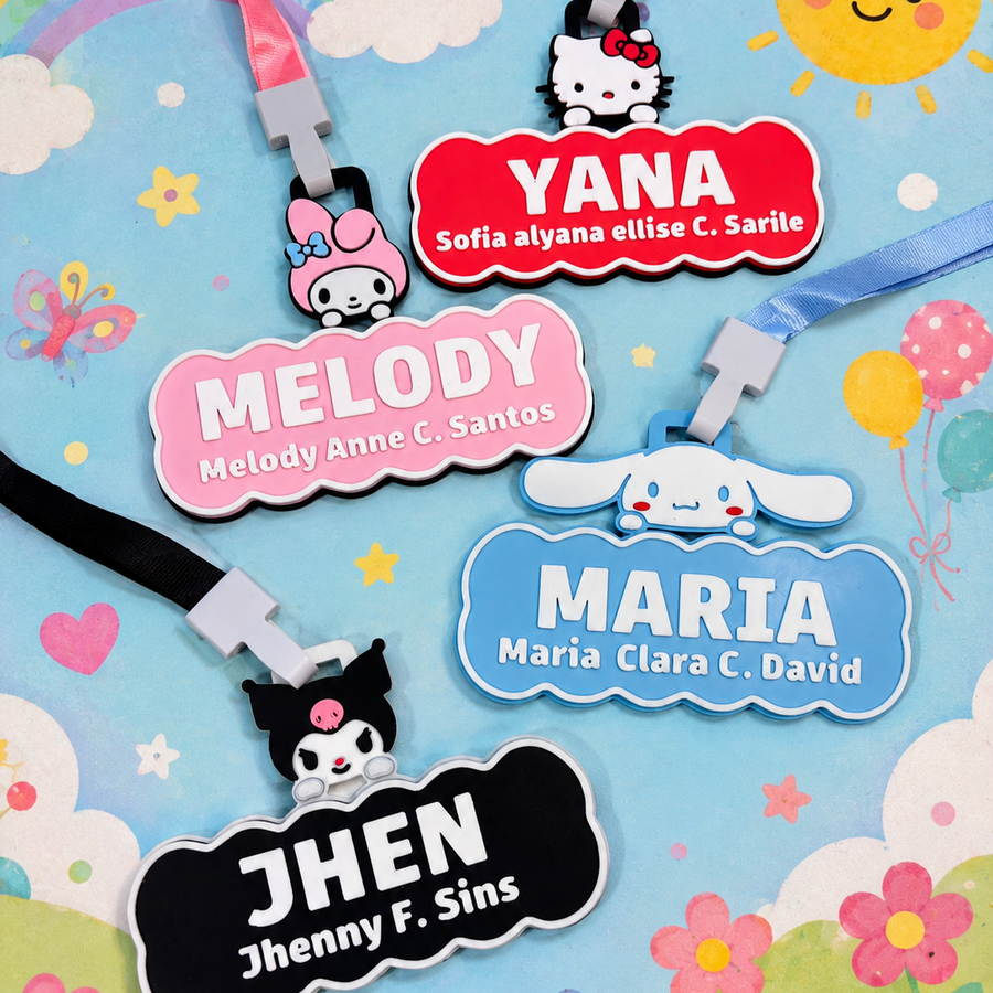 Sanrio Custom Name Tag with Safety Whistle Bundle