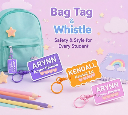 WhistleTag | Personalized School Bag Tag
Bag Tag + Emergency Whistle in One!