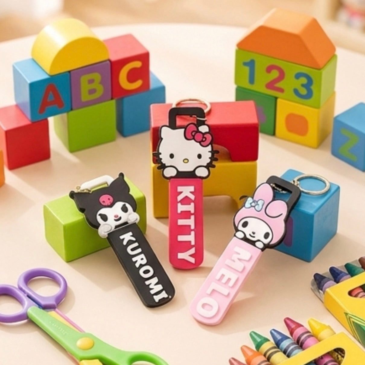 Sanrio Custom Name Tag with Safety Whistle Bundle