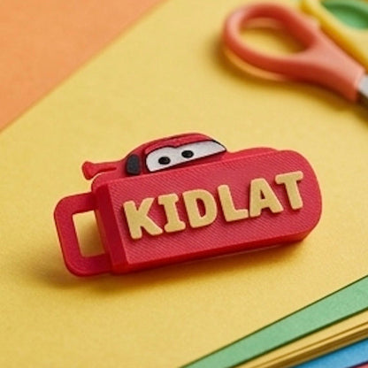 Lightning Mcqueen Custom Name Tag with Safety Whistle Bundle