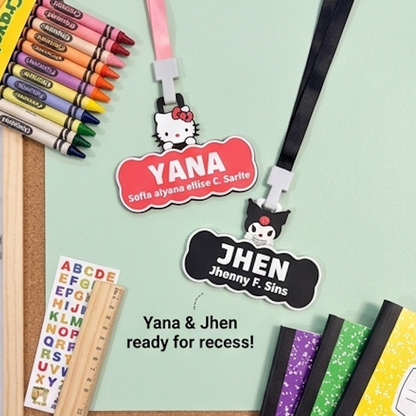 Sanrio Custom Name Tag with Safety Whistle Bundle